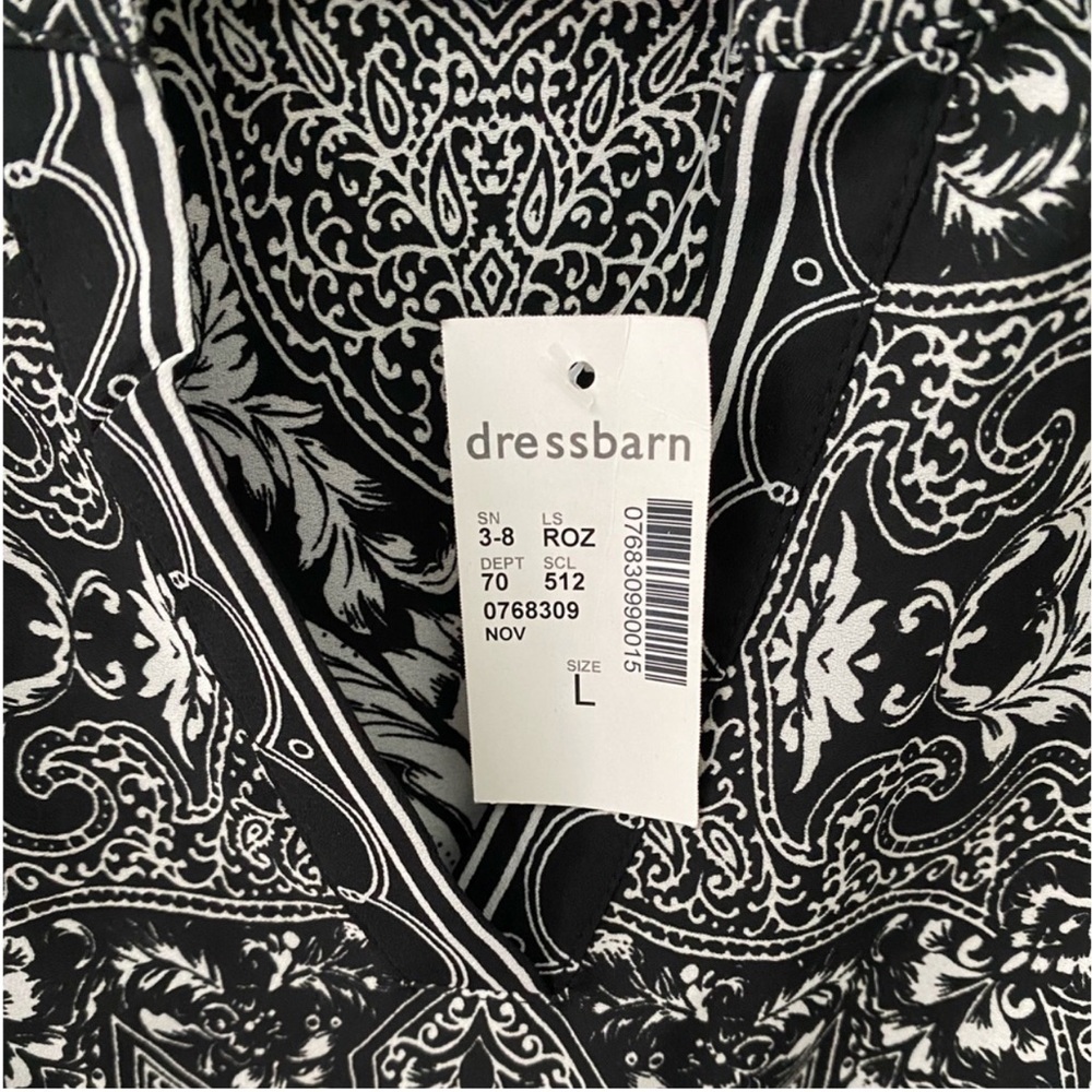Roz & Ali Black/White Flowy Tunic Top Blouse NWT Size L - Picture 7 of 9